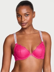 Victoria's Secret Pop Pink Lightly Lined Demi Shine Strap Lace Bra - Image 1 of 2