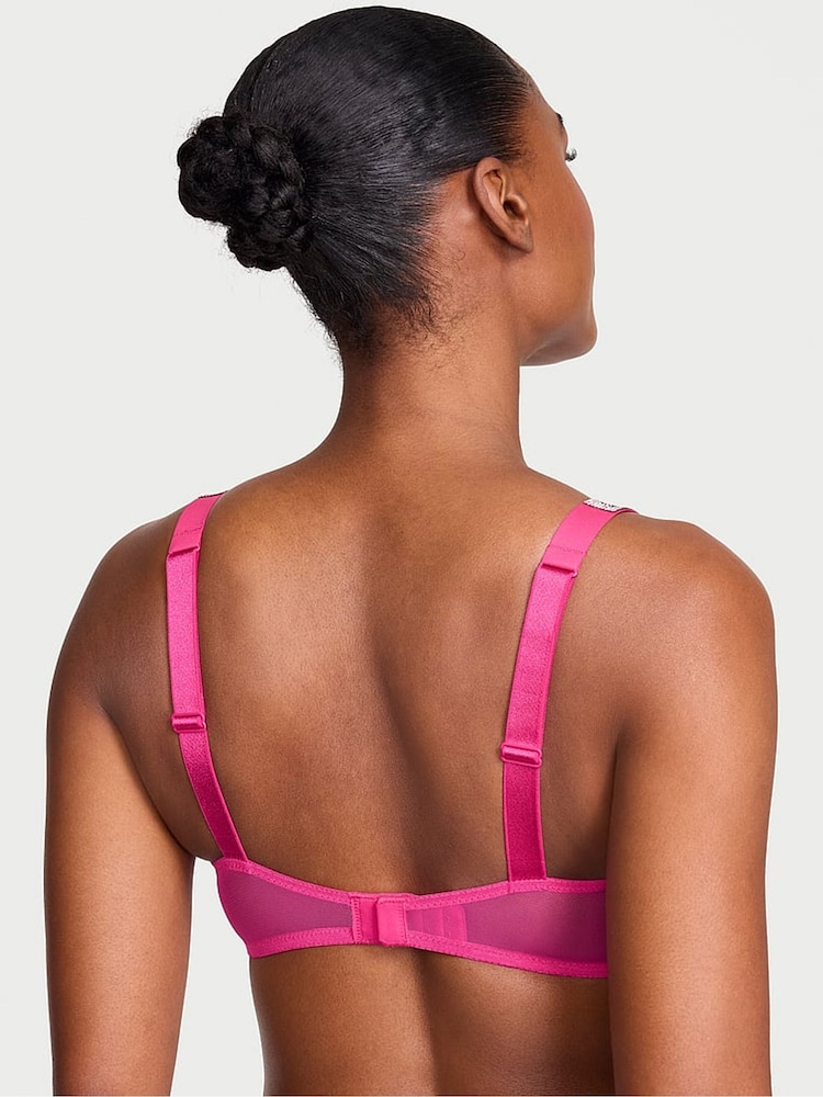 Victoria's Secret Pop Pink Lightly Lined Demi Shine Strap Lace Bra - Image 2 of 2