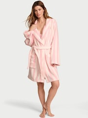 Victoria's Secret Pretty Blossom Pink Iconic Stripe Fluffy Robe - Image 1 of 2