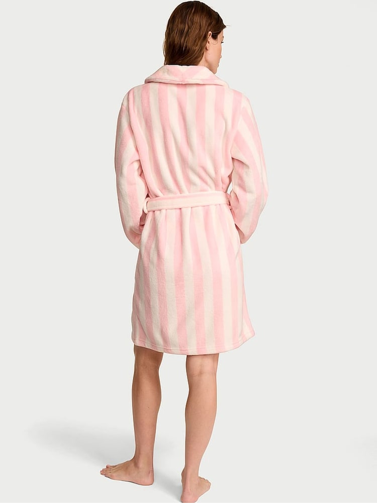 Victoria's Secret Pretty Blossom Pink Iconic Stripe Fluffy Robe - Image 2 of 2 Victoria's Secret Pretty Blossom Pink Iconic Stripe Fluffy Robe - Image 2 of 2