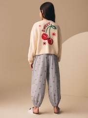 Blue Stripe Cherry Embroidery Hareem Trousers (3-16yrs) - Image 3 of 8