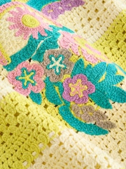 Lime Green Stripe Embroidered Cotton Rich Crochet Cami Top - Image 7 of 8