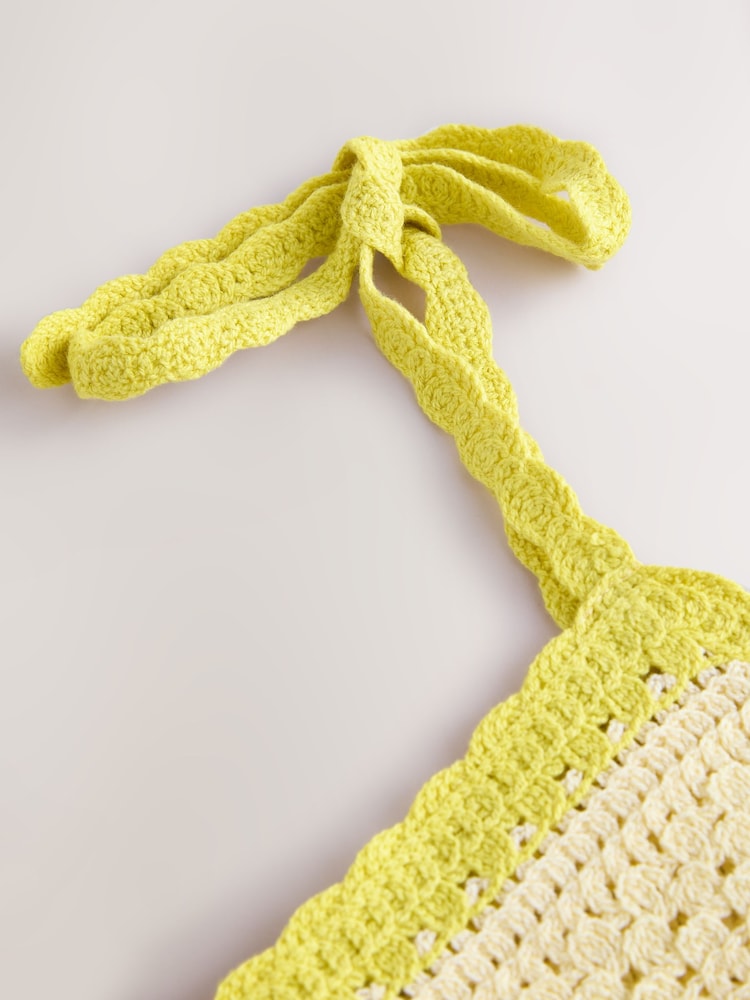 Lime Green Stripe Embroidered Cotton Rich Crochet Cami Top - Image 8 of 8 Lime Green Stripe Embroidered Cotton Rich Crochet Cami Top - Image 8 of 8