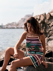 Purple/Yellow Stripe Cotton Rich Crochet Shorts - Image 2 of 4