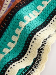 Purple/Yellow Stripe Cotton Rich Crochet Shorts - Image 5 of 6