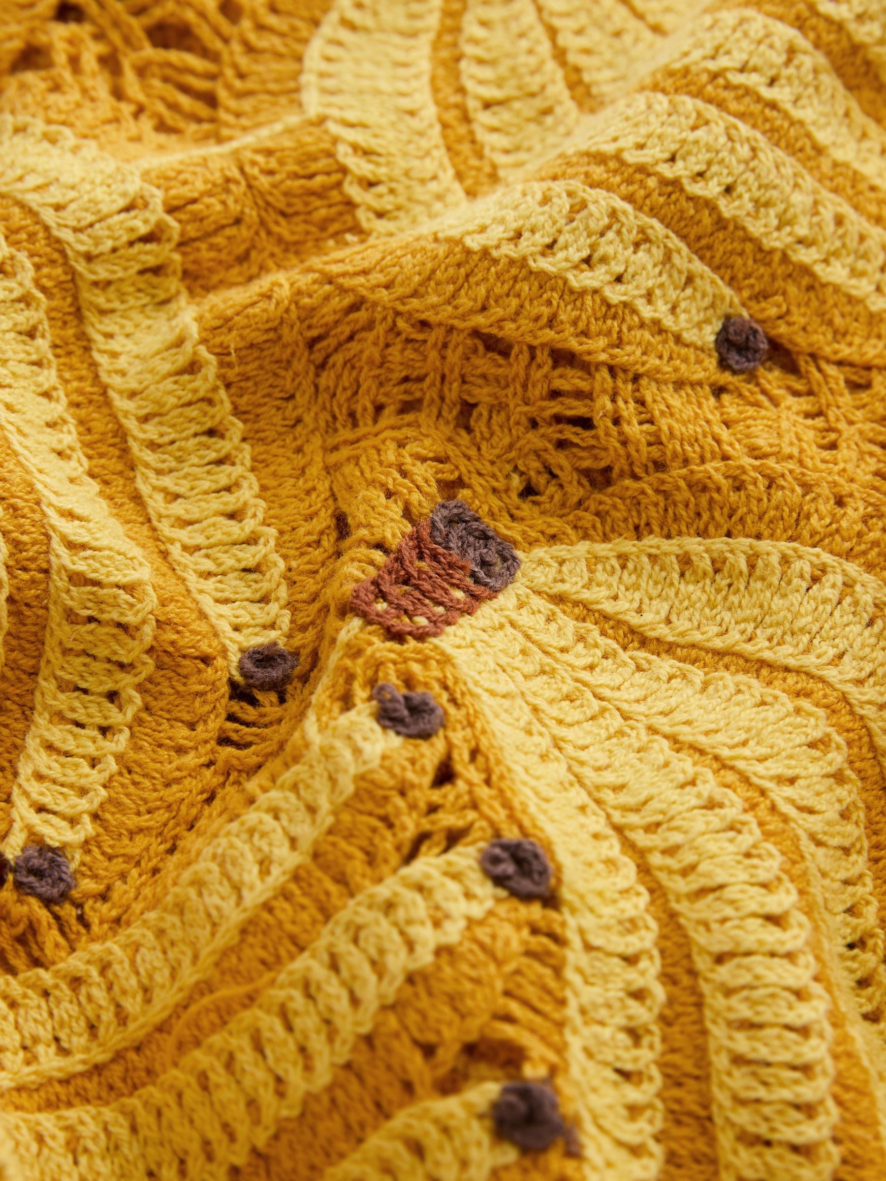 Buy Yellow Banana Cotton Rich Crochet Long Sleeve Off The Shoulder