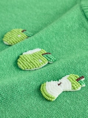 Green Fruit Embellished Short Sleeve Crew Neck Top With Linen - Image 6 of 8