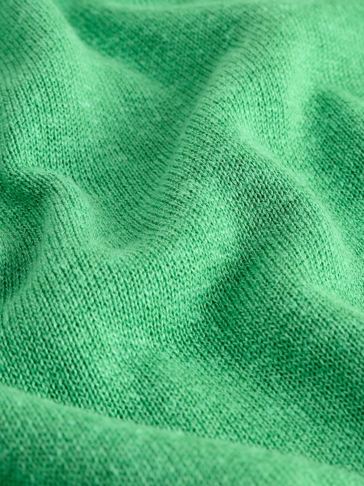 Green Fruit Embellished Short Sleeve Crew Neck Top With Linen - Image 8 of 8