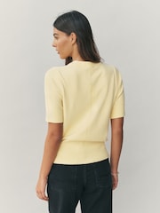 Light Yellow Supersoft Short Sleeve Knitted Top - Image 2 of 9