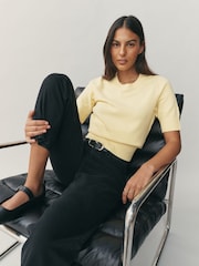 Light Yellow Supersoft Short Sleeve Knitted Top - Image 4 of 9