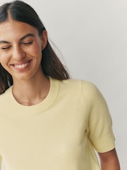 Light Yellow Supersoft Short Sleeve Knitted Top - Image 6 of 9