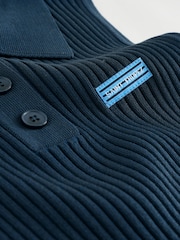 Navy Blue Sleeveless Knitted Polo Top - Image 6 of 6