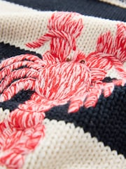 Navy/White Lobster Stripe Cotton Rich Off Shoulder Jumper - Image 7 of 8