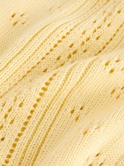 Yellow Pointelle Stitch Short Sleeve Tie Waist Cardigan - Image 7 of 8