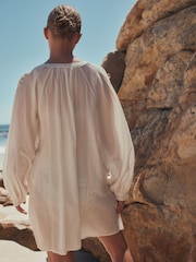 White Voluminous Beach Shirt - Image 4 of 8
