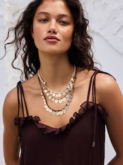 Chocolate Brown Mesh Maxi Tie Strap Dress - Image 4 of 7