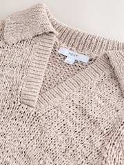 Neutral/Stein - Cotton Rich Short Sleeve Stitch Polo Top - Bild 8 von 8