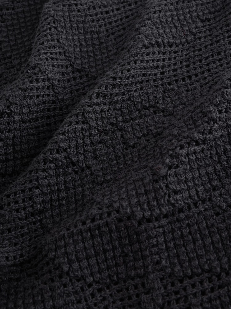 Black Short Sleeve Floral Crochet Crew Neck T-Shirt - Image 7 of 7