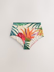 Red Tropical High Waist Midi Bikini Bottoms - Image 4 of 7