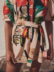 Red Tropical Collared Belted Playsuit - Image 5 of 5