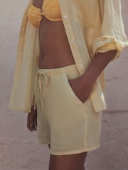 Yellow N. Premium 100% Linen Shorts - Image 6 of 6
