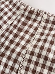 Chocolate Brown Gingham Lobster Print Straight Leg Crop Trousers - Image 2 of 4