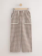 Chocolate Brown Gingham Straight Leg Crop Trousers - Image 6 of 9