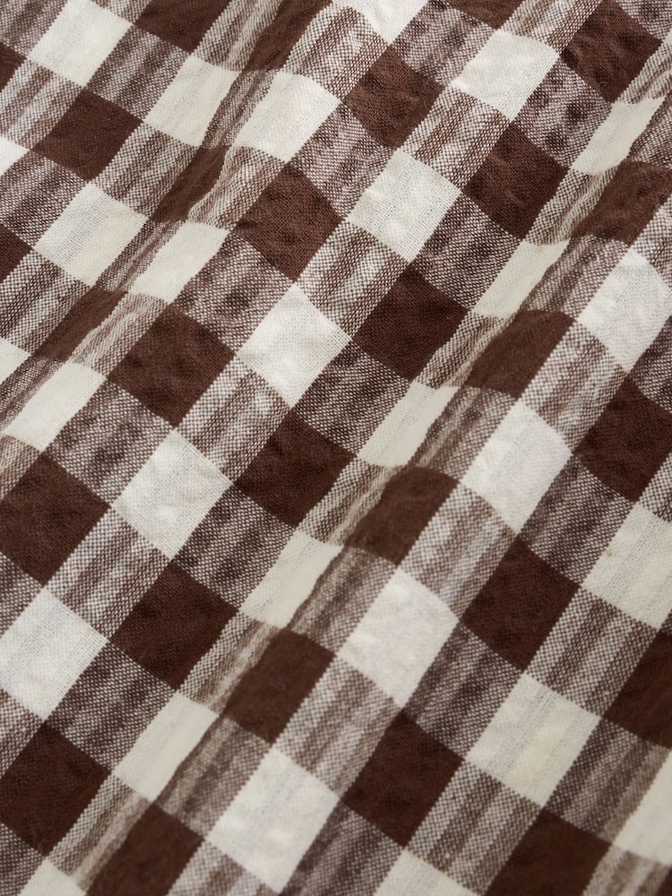 Chocolate Brown Gingham Straight Leg Crop Trousers - Image 9 of 9