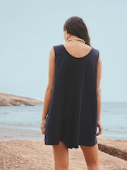 Navy Double Cloth Romper - Image 5 of 6