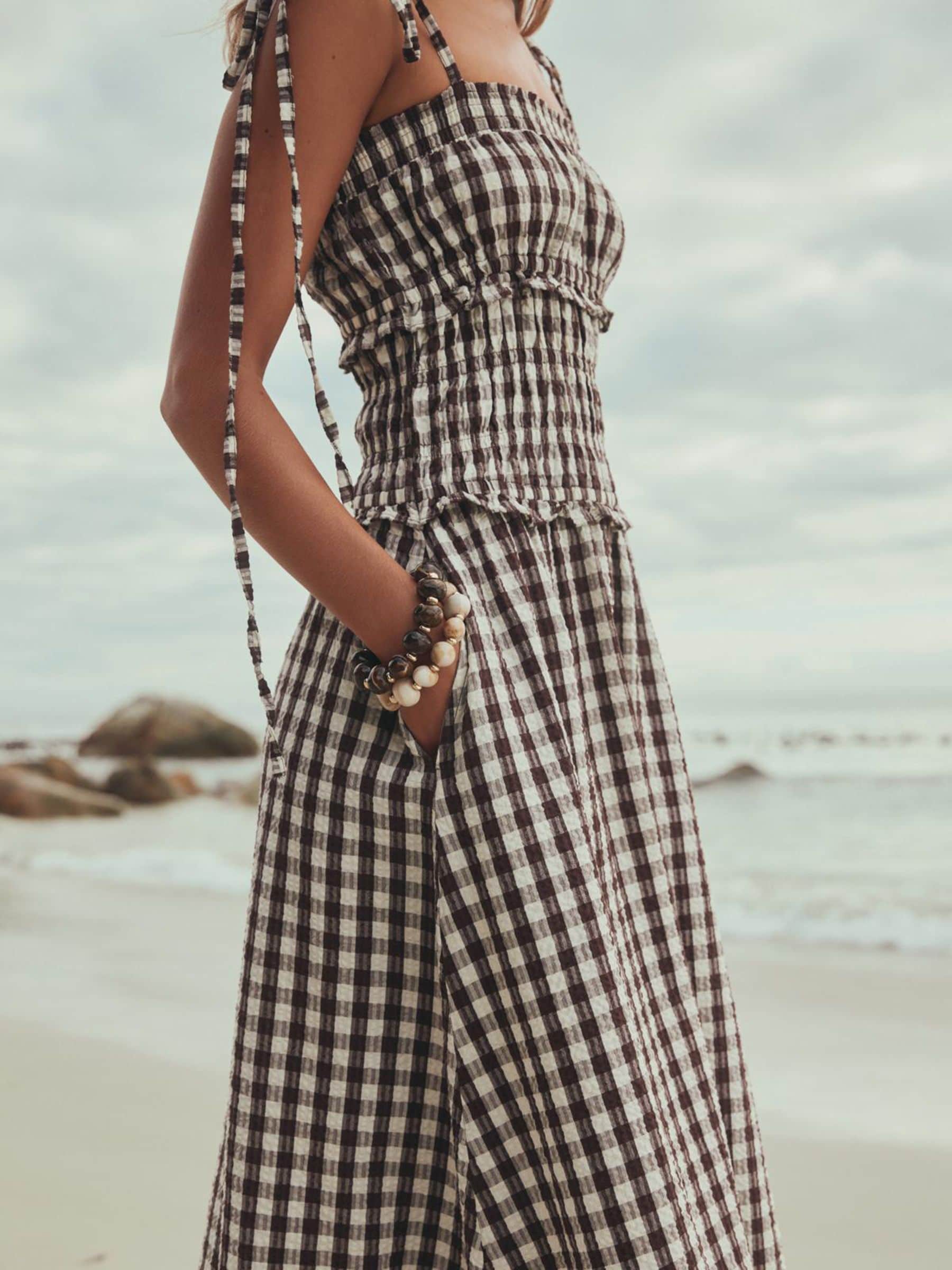 Buy Chocolate Brown Gingham Bandeau Maxi Dress from Next USA