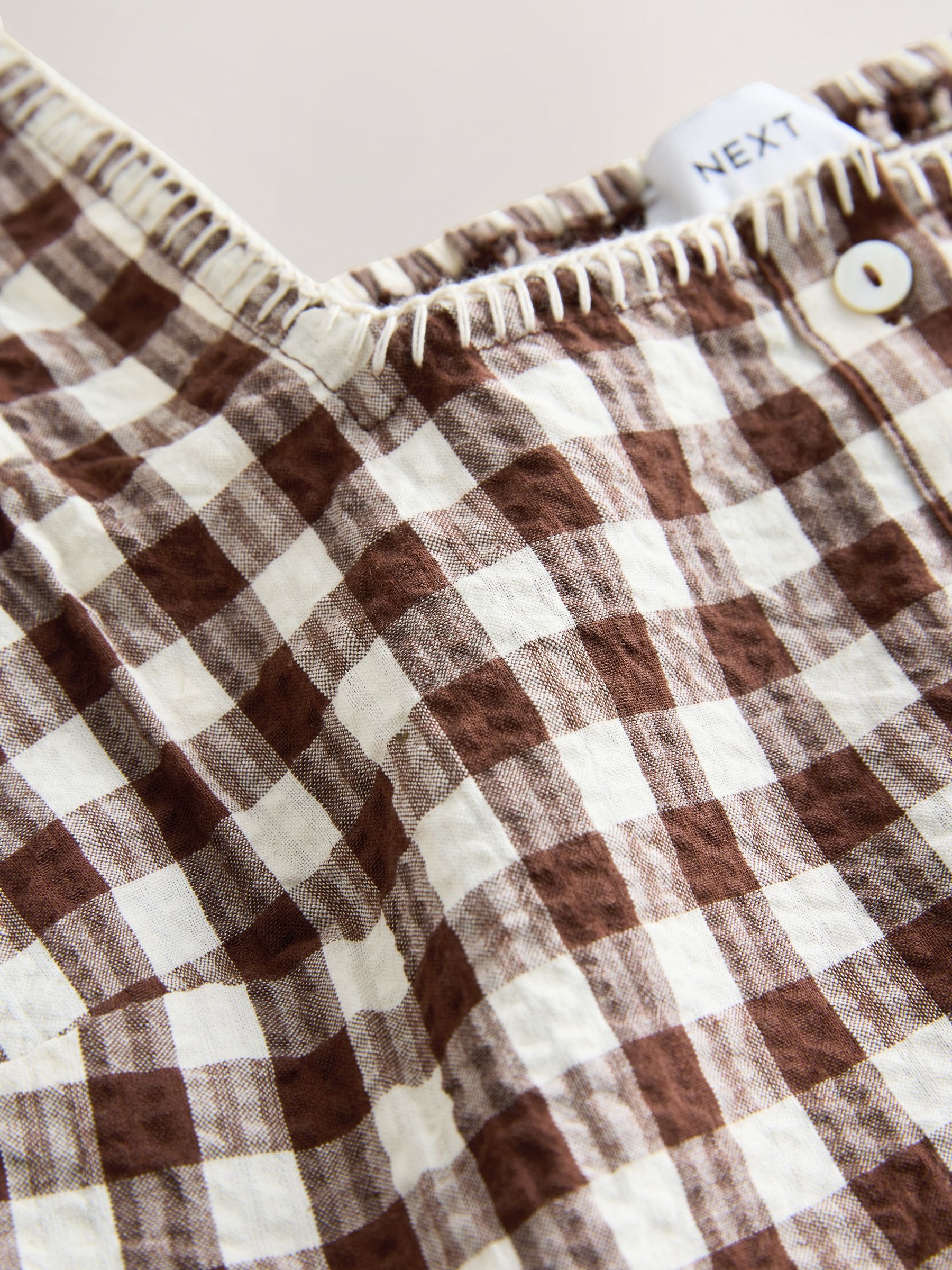 Buy Chocolate Brown Gingham Peplum Square Neck Top from Next USA
