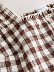 Σοκολατί καφέ Gingham - Μπλούζα Peplum με τετράγωνη λαιμόκοψη και στάμπα αστακού - Εικόνα 7 του 8