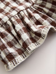 Σοκολατί καφέ Gingham - Μπλούζα Peplum με τετράγωνη λαιμόκοψη και στάμπα αστακού - Εικόνα 8 του 8