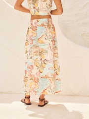 Coastal Scenic Print N. Premium 100% Linen Skirt - Image 4 of 5