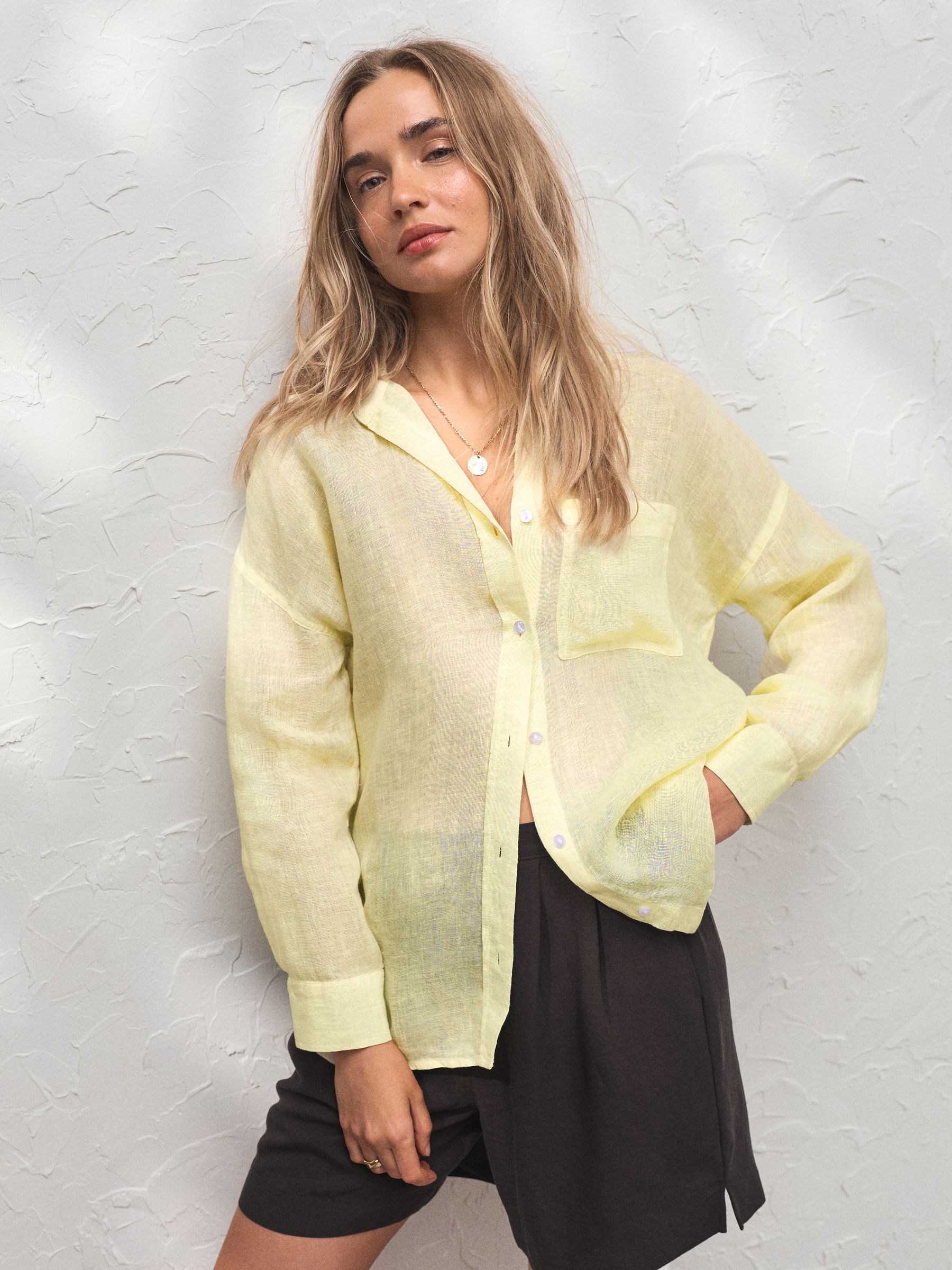 Buy Жовтий - N. Premium 100% Linen Shirt з сайту Next Ukraine