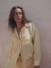 Yellow N. Premium 100% Linen Shirt - Image 1 of 6