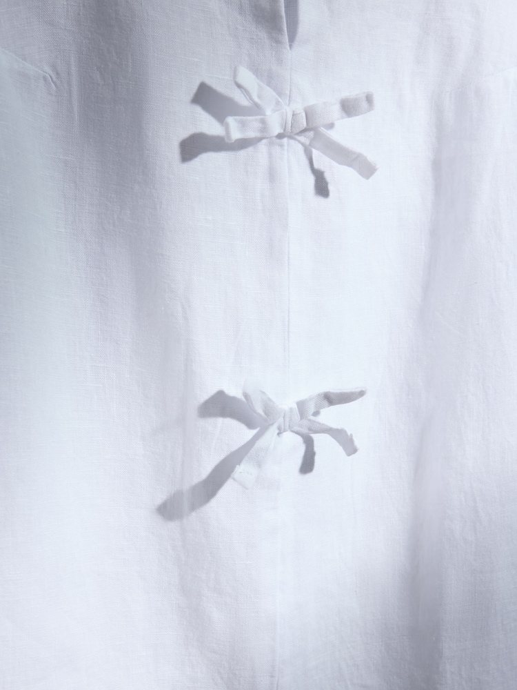 White N. Premium 100% Linen Mini Dress - Image 8 of 8 White N. Premium 100% Linen Mini Dress - Image 8 of 8