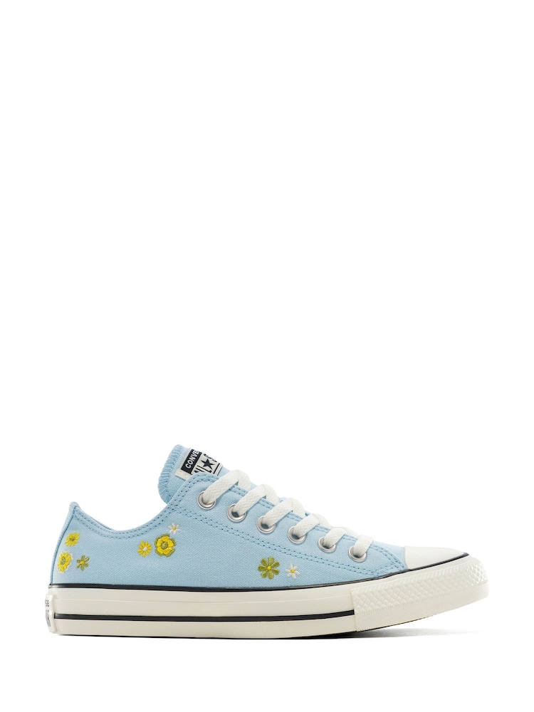 Converse Blue Chuck Taylor Embroidered Florals Low Trainers - Image 1 of 1