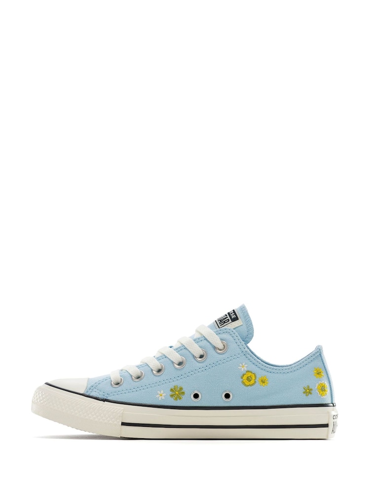 Converse Blue Chuck Taylor Embroidered Florals Low Trainers - Image 2 of 3