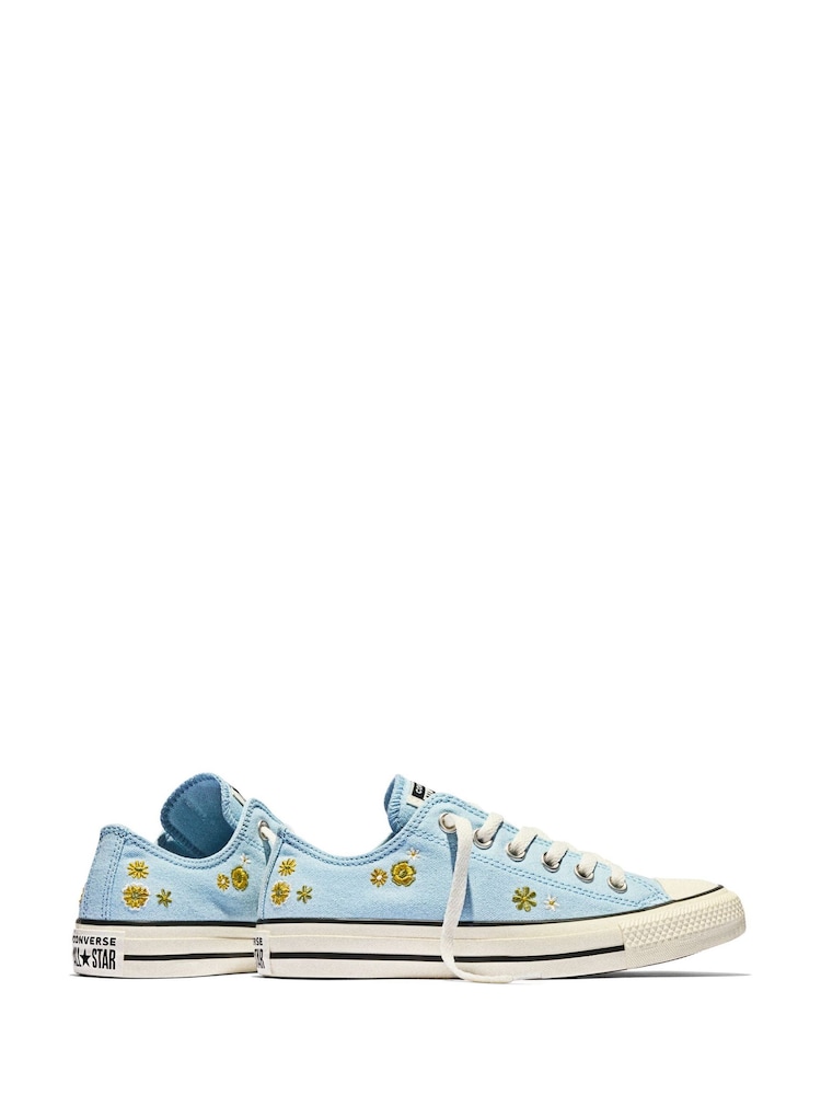 Converse Blue Chuck Taylor Embroidered Florals Low Trainers - Image 3 of 3