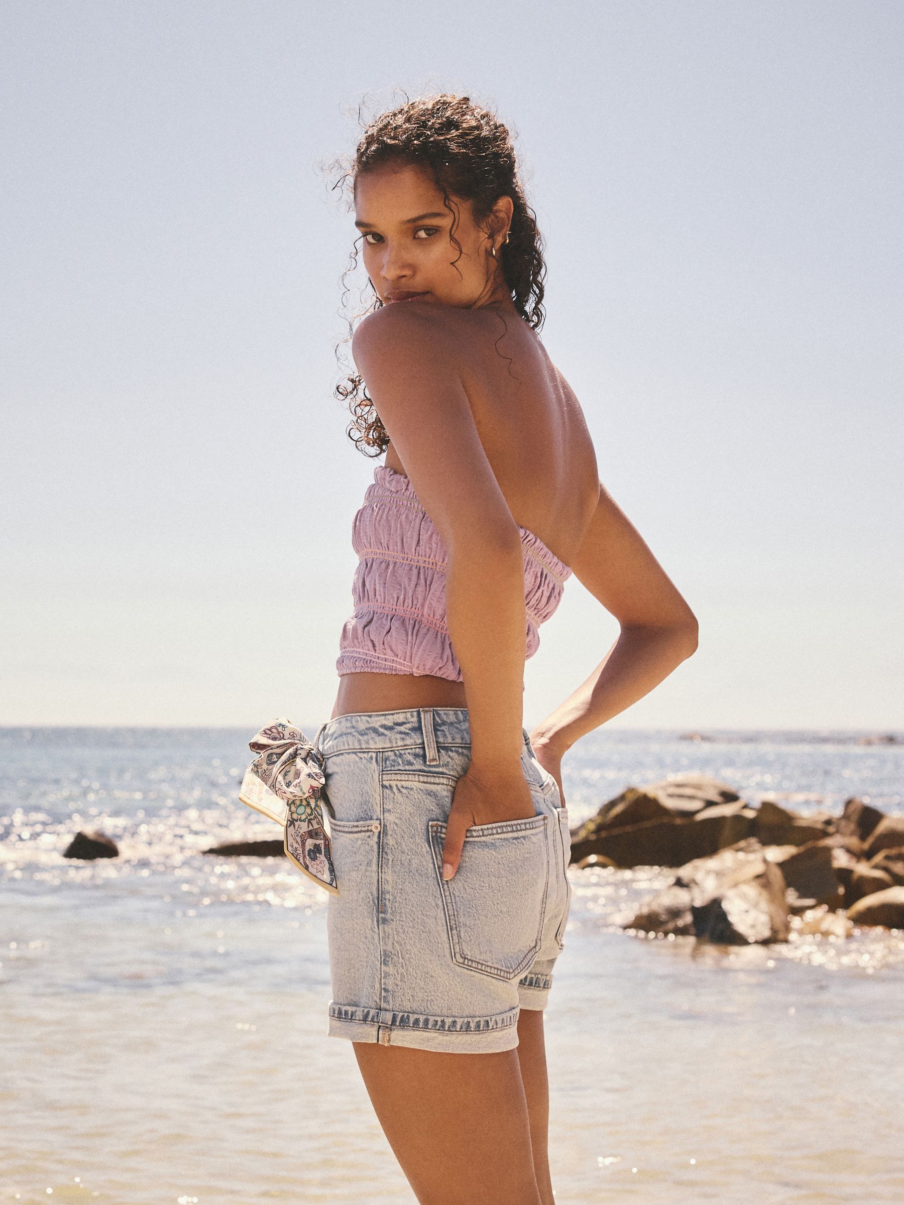 Buy Bleach Blue With Scarf Denim Shorts from the Next UK online shop