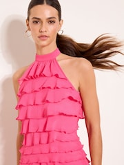 Lipsy Pink Frill Halter Neck Mini Dress - Image 2 of 4