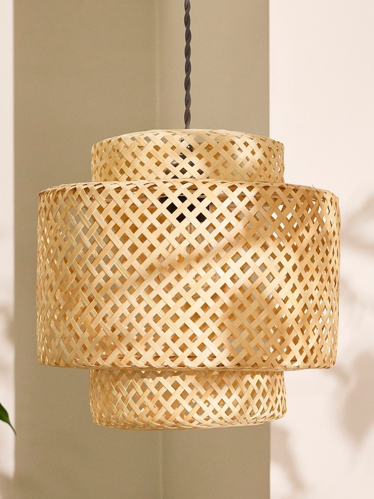 Dibor Natural Bamboo Easy Fit Ceiling Shade 30x30cm - Image 1 of 5 Dibor Natural Bamboo Easy Fit Ceiling Shade 30x30cm - Image 1 of 5