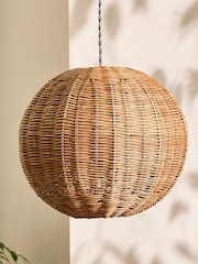 Dibor Natural Roscoe Rattan Round Easy Fit Ceiling Shade - Image 1 of 5