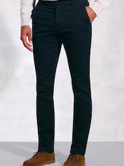 Brook Taverner Blue Tailored Fit Cavalry Twill Stretch Cotton Trousers - Image 1 of 1