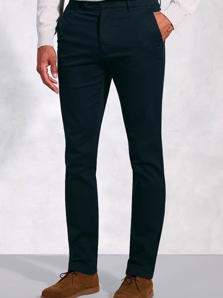 Brook Taverner Blue Tailored Fit Cavalry Twill Stretch Cotton Trousers - Image 1 of 1 Brook Taverner Blue Tailored Fit Cavalry Twill Stretch Cotton Trousers - Image 1 of 1