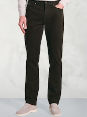 Brook Taverner Green 5 Pocket Italian Twill Stretch Cotton Trousers - Image 1 of 5