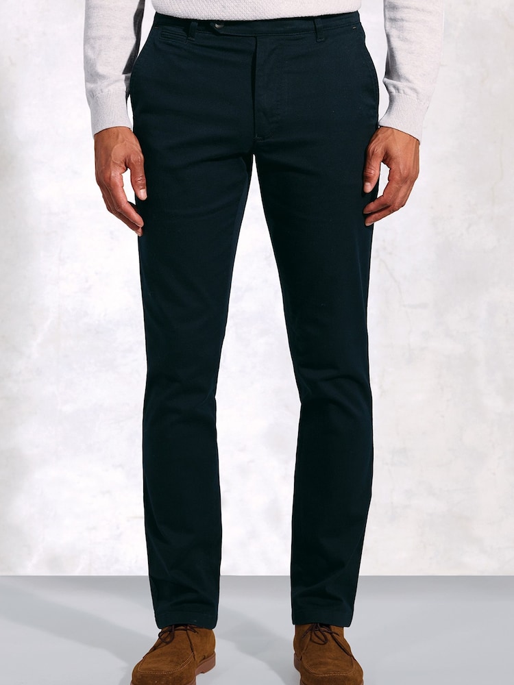 Brook Taverner Blue Cavalry Twill Stretch Cotton Trousers - Image 1 of 1 Brook Taverner Blue Cavalry Twill Stretch Cotton Trousers - Image 1 of 1