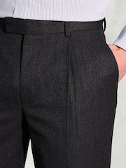 Brook Taverner Grey Single Pleat Turn-Up Wool Trousers - Image 4 of 4