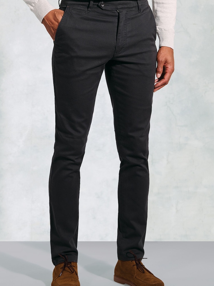 Brook Taverner Grey Cavalry Twill Stretch Cotton Trousers - Image 1 of 1 Brook Taverner Grey Cavalry Twill Stretch Cotton Trousers - Image 1 of 1